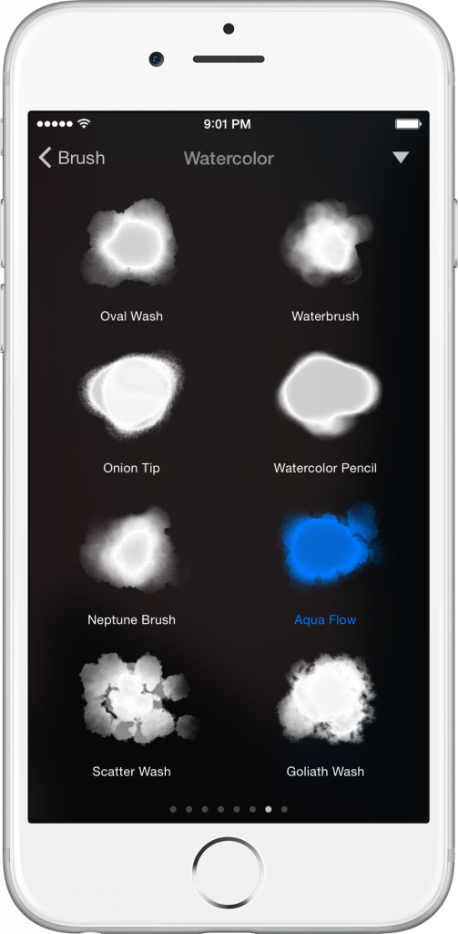 „iPhone“ skirtas „Pixelmator“: teptukai