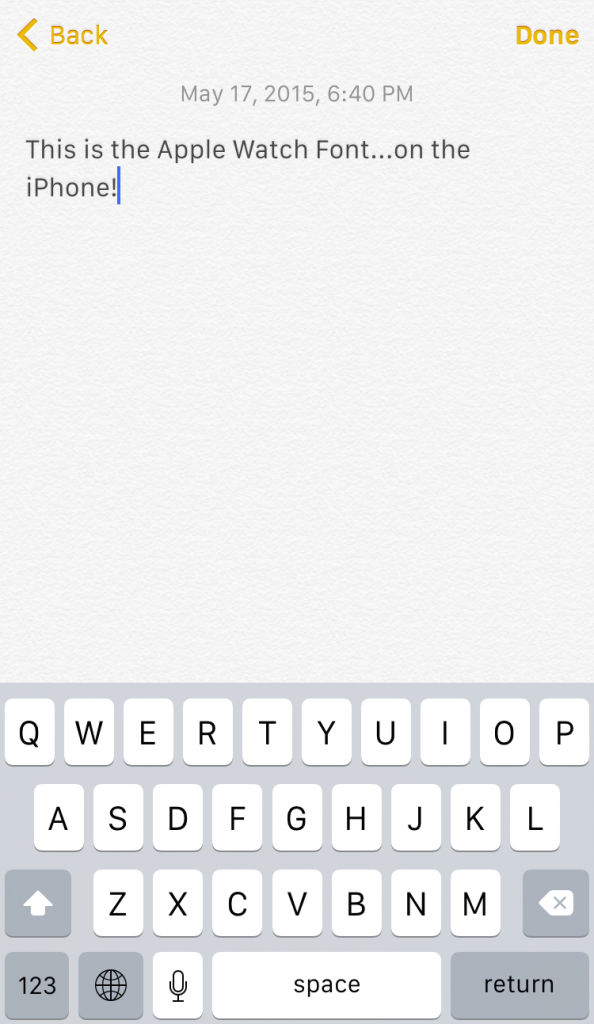 „Apple Watch“ šriftas „iPhone“ ekrane