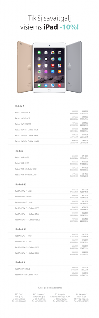 „iDeal“ nuolaidos „iPad“