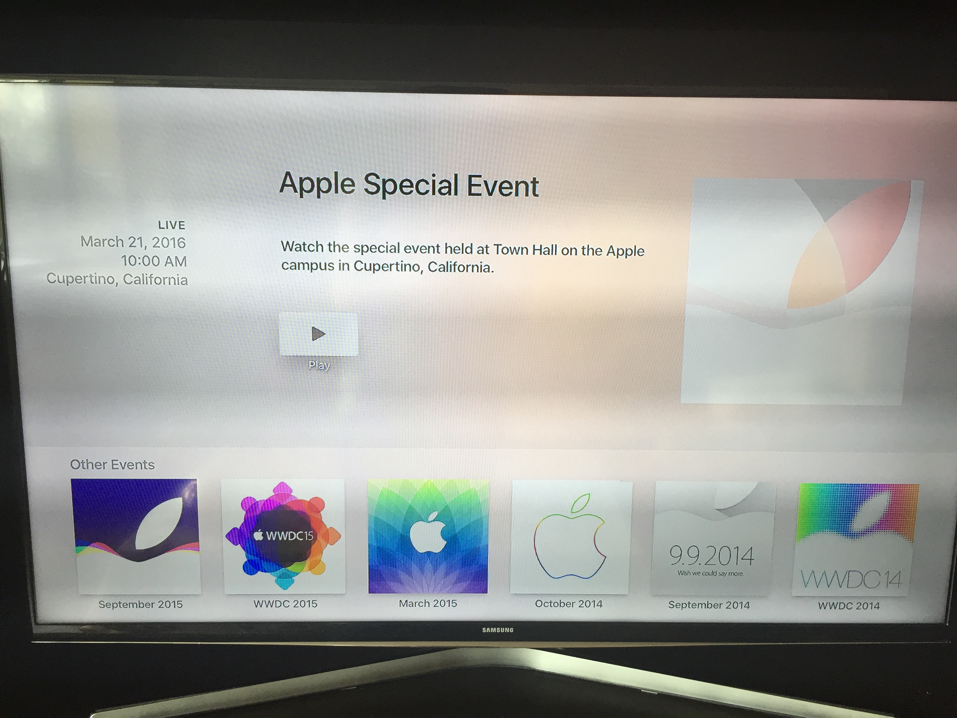 „Apple Events“ aplikacija