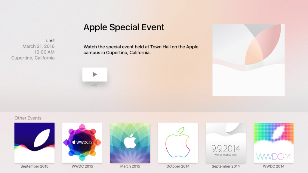 „Apple Events“ aplikacija